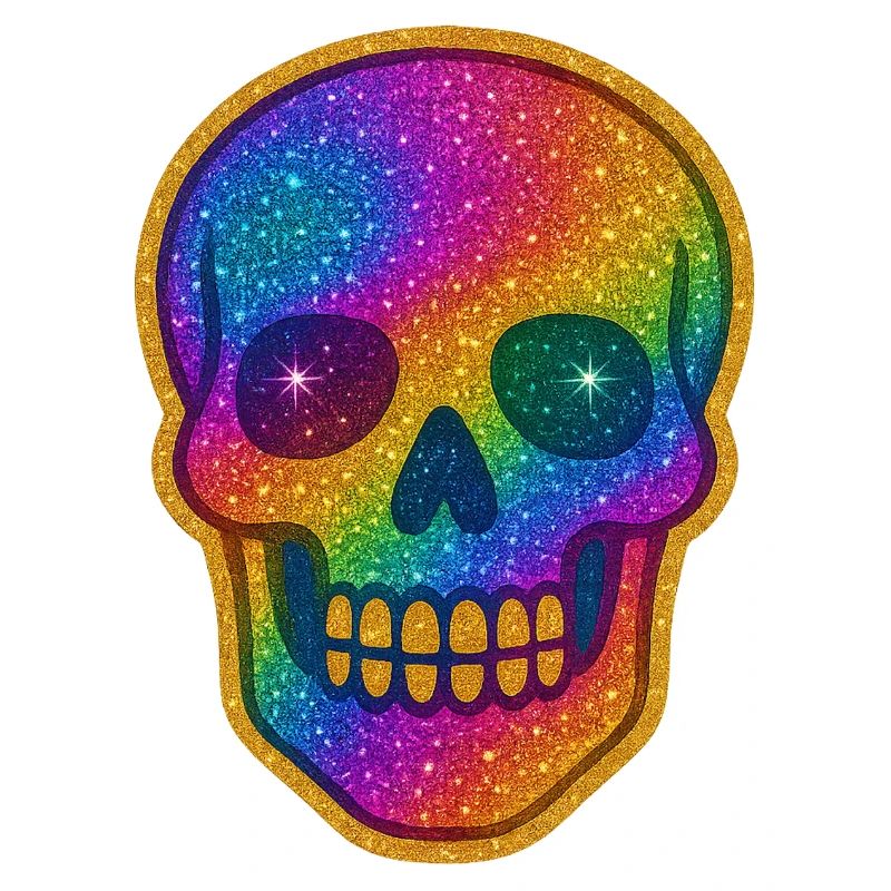 Regenbogen Glitzer Schädel
