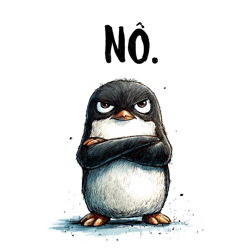 Grumpy Penguin Nope Statement Motif