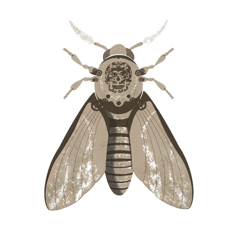 Skull Moth in Steampunk Style