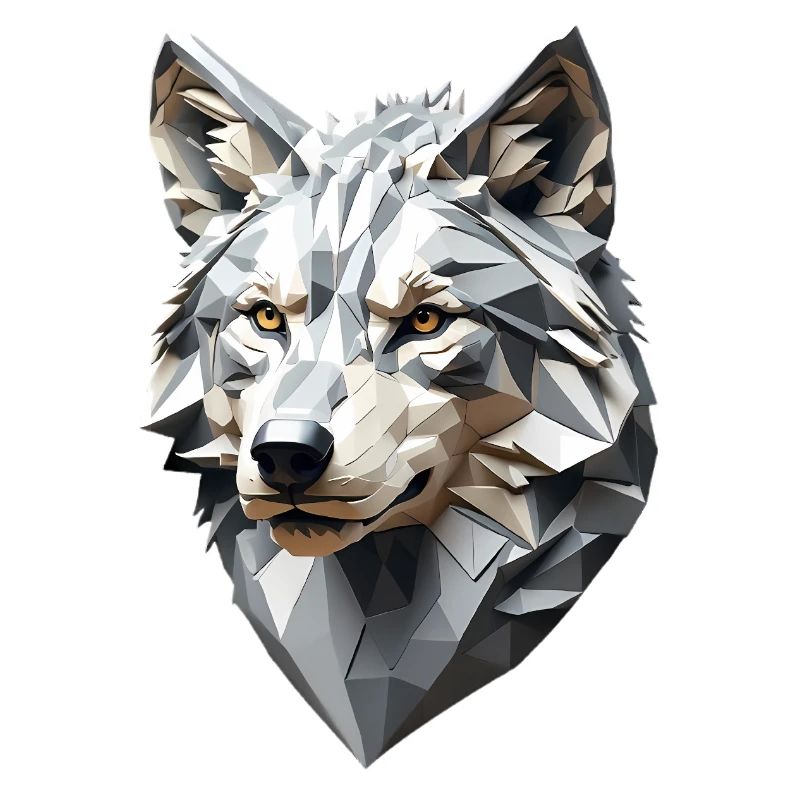 Wolfskopf LowPoly Geometrisch