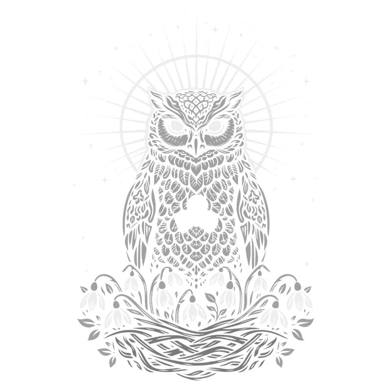 Hibou Imbolc avec Trisquelette et Perce-neige