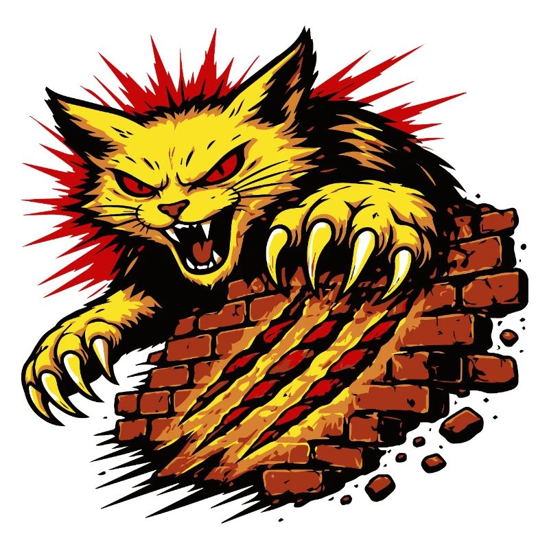 Angry Cat Claw Smash Power Illustration