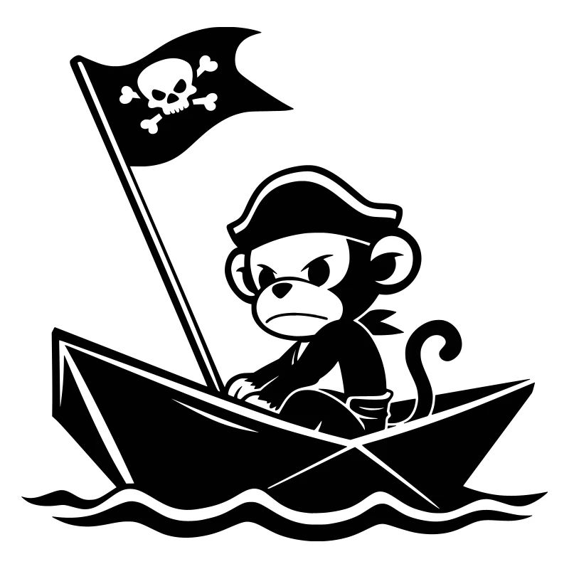 Wütender Piratenaffe im Boot