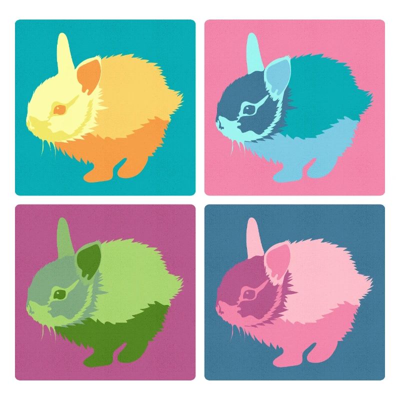Ensemble de blocs de couleur Pop Art Rabbit