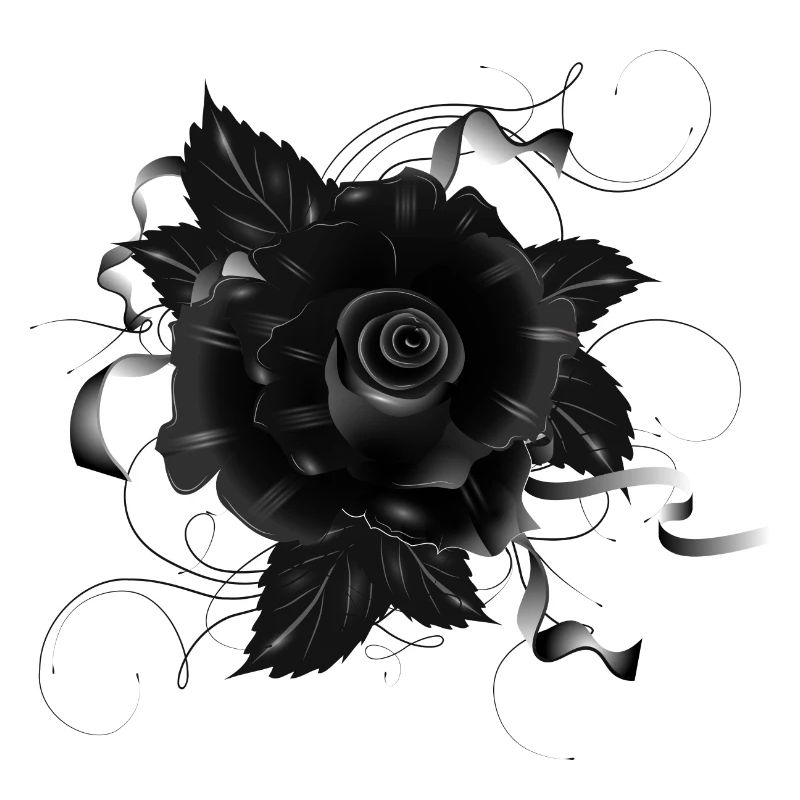 schwarze Gothic Rose mit dunklen Bändern