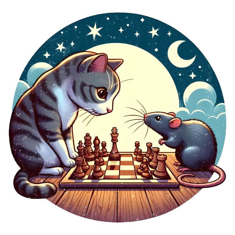 Nocturnal chess duel between cat and mouse
