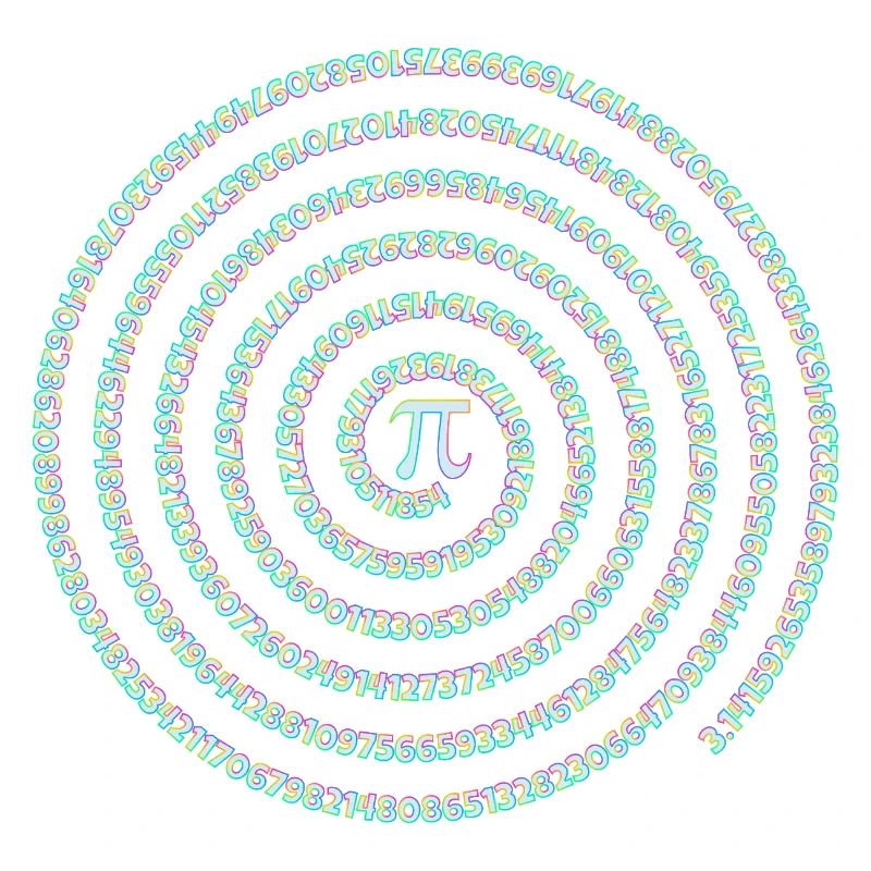 Pi Symbol Spiral Rainbow Pi Day Digits