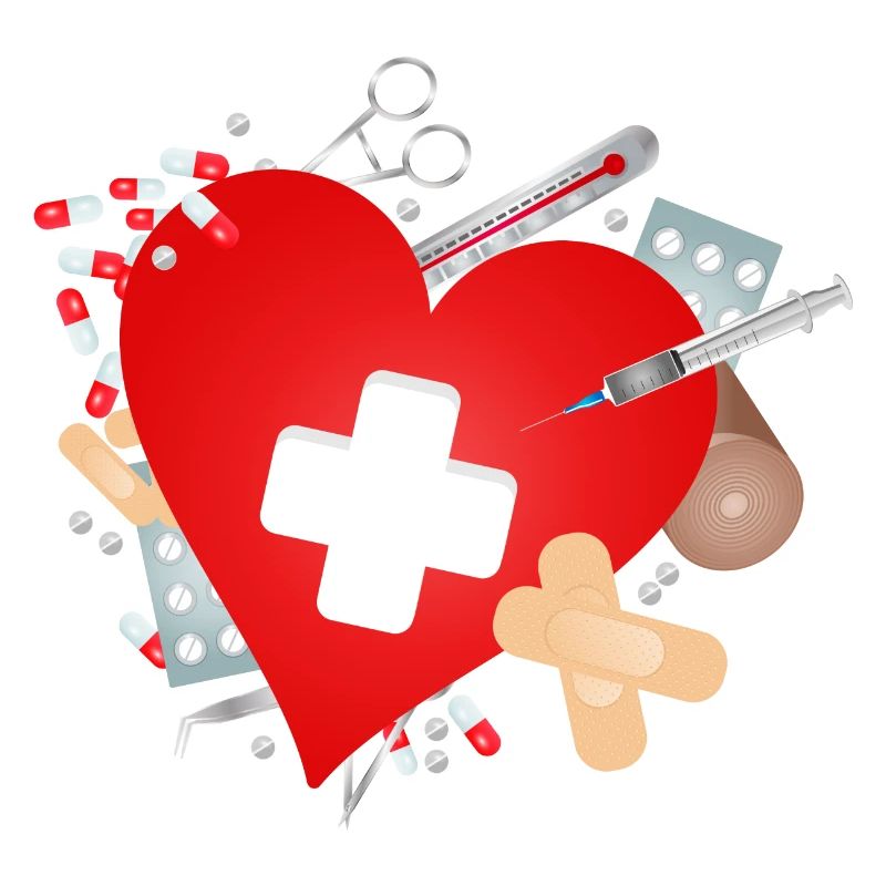 Erste Hilfe Set oder Reiseapotheke mit Herz