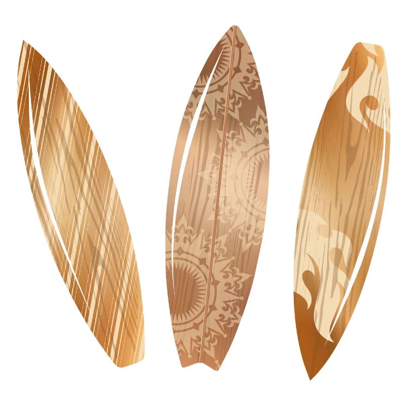 Planches de surf aspect bois dans un style rétro