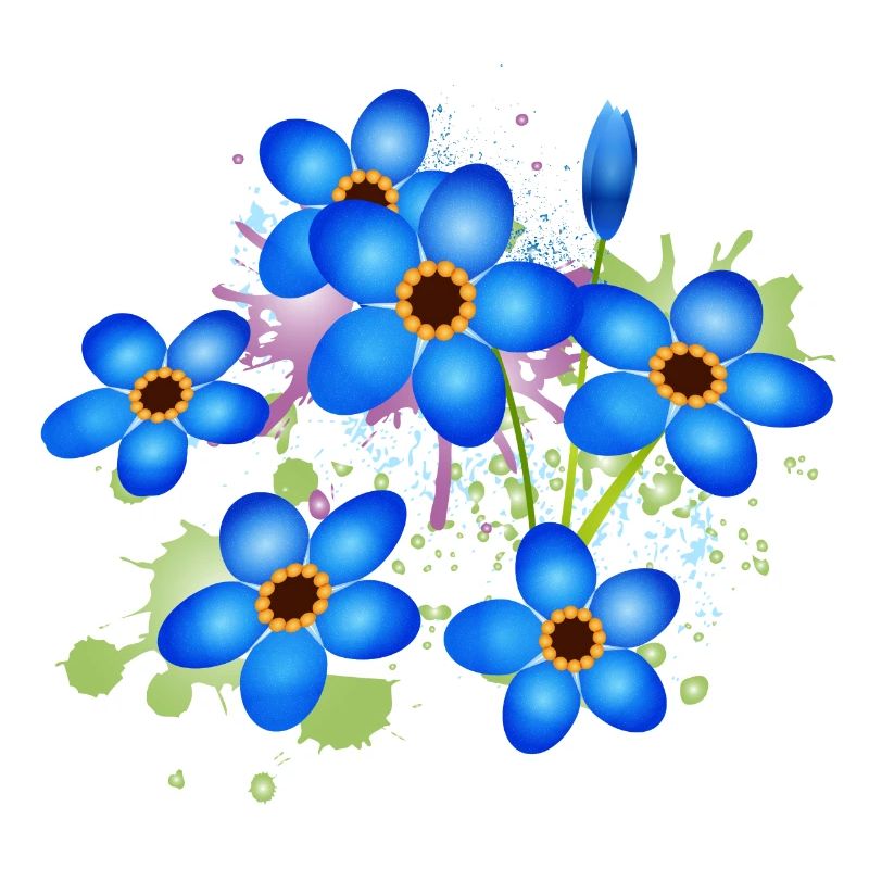 bright blue forget-me-not graffiti