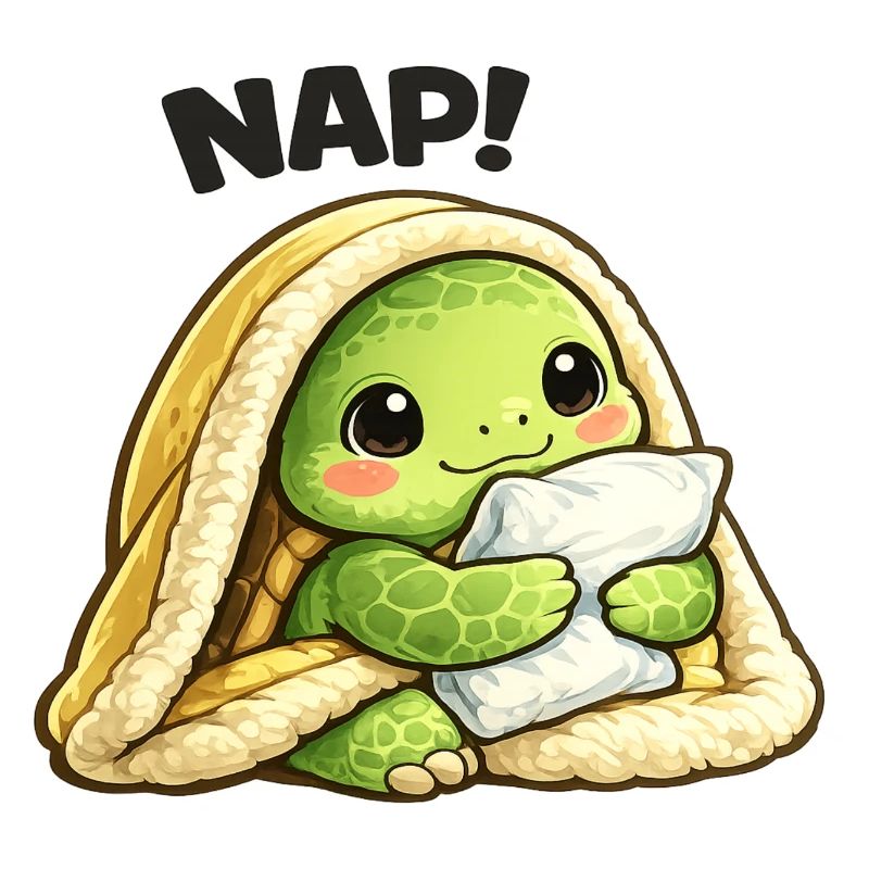 Cuddly turtle under blanket