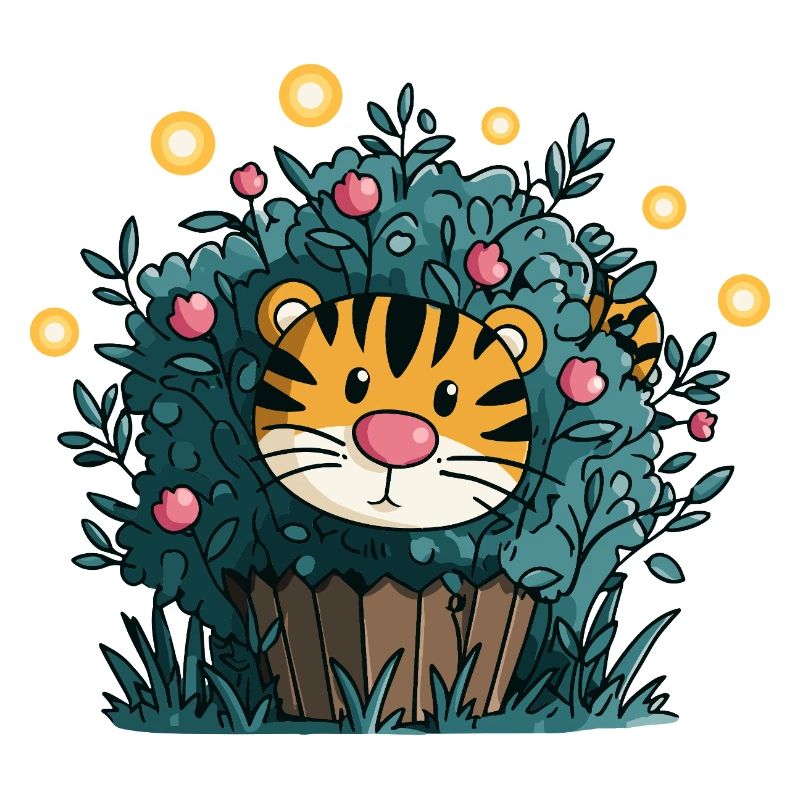 Tigre dans le buisson fleuri