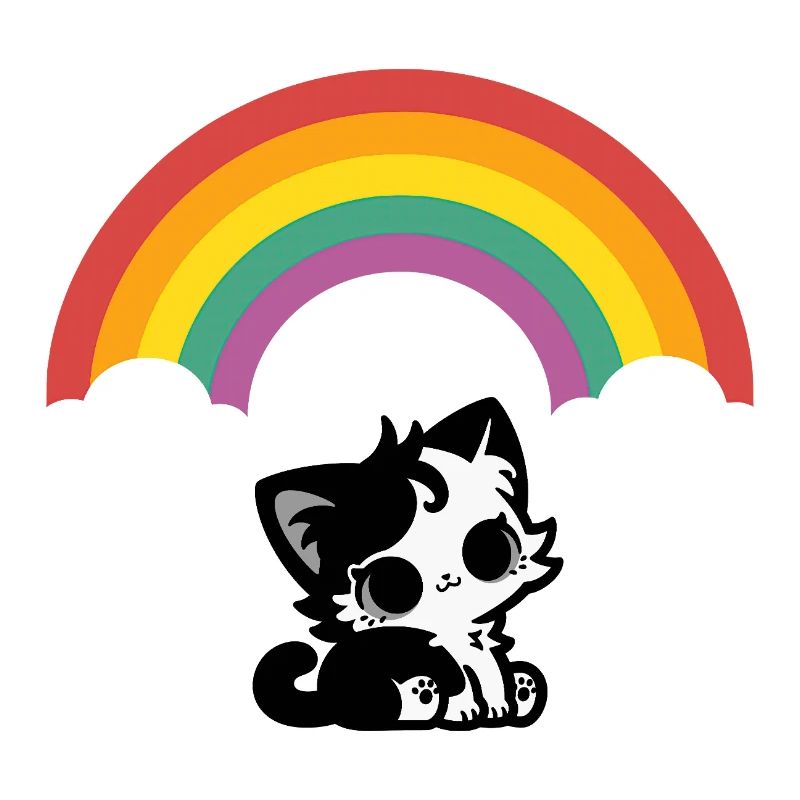 Goth Cat under the Rainbow Motif