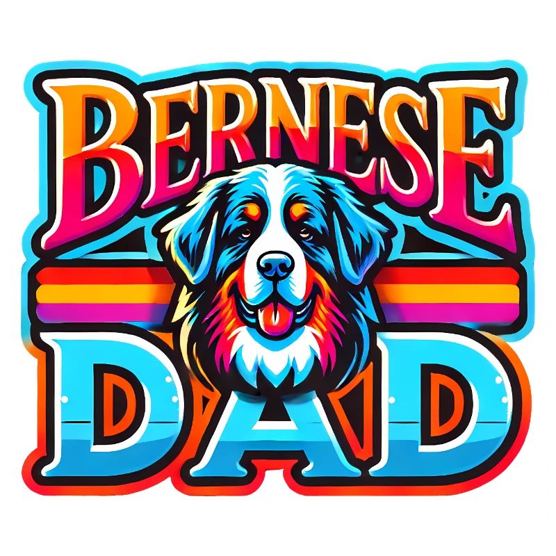 Berner Papa Regenbogen Retro, Hund Vater