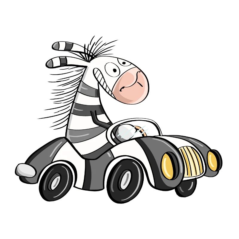 Cool Zebra Rides Car - Comic Racing Car