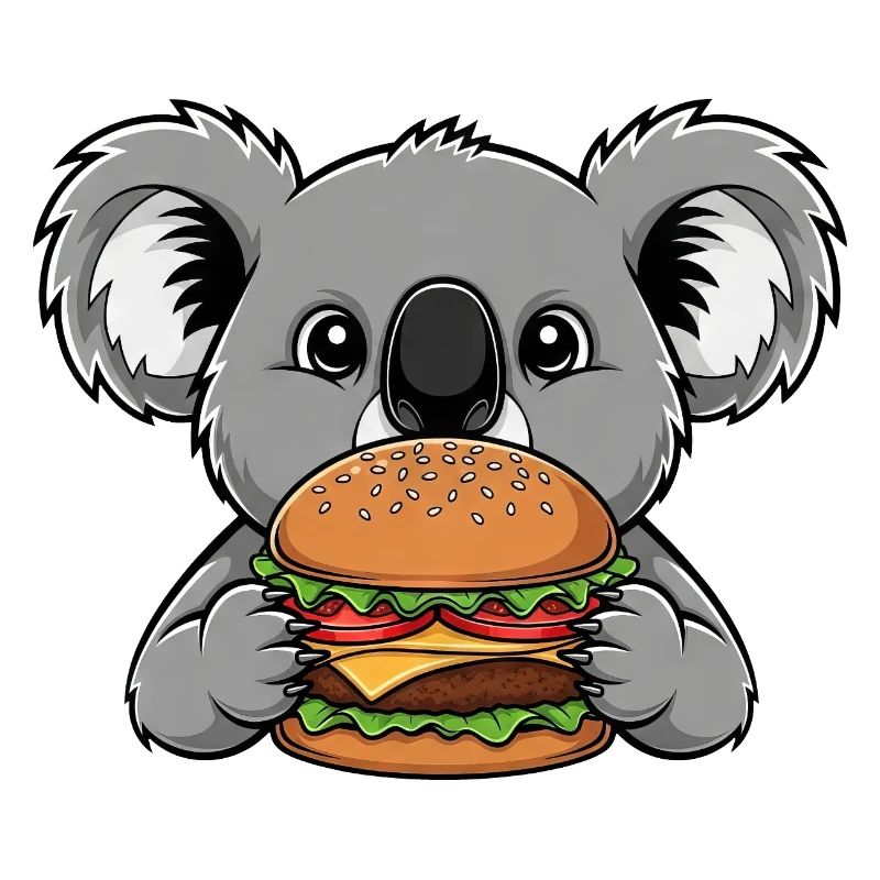 Cute Koala Burger Fast Food Cheeseburger Cartoon
