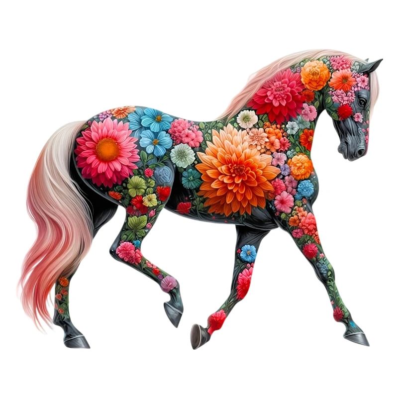Cheval décoré de fleurs