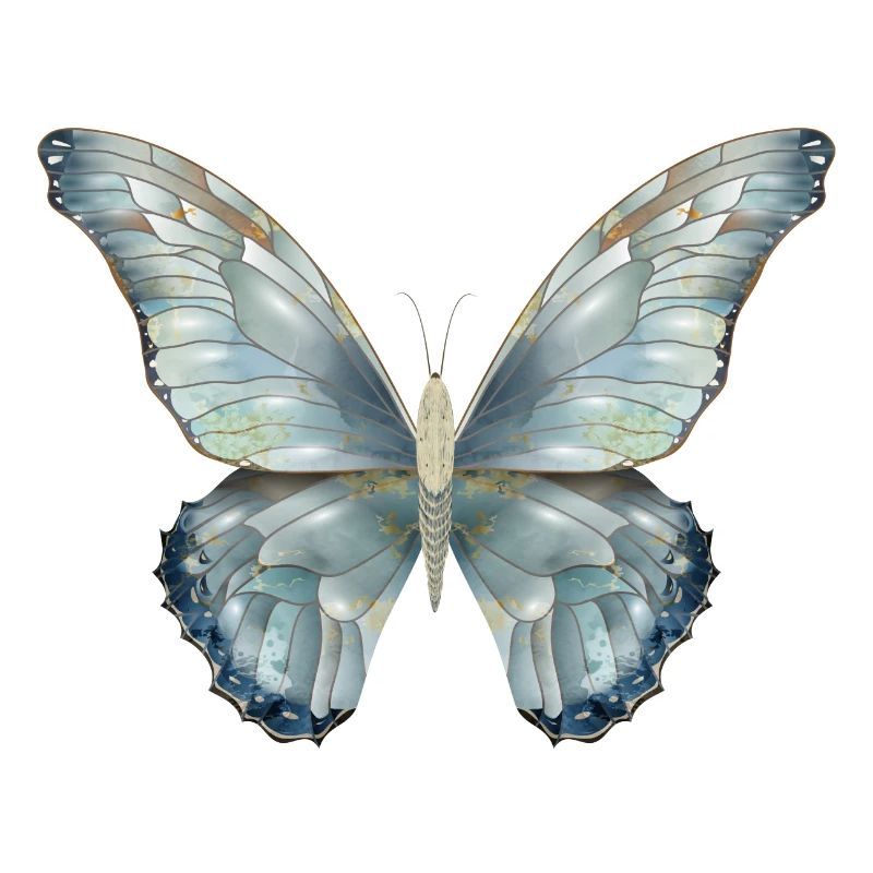 Papillon dans de délicates nuances de bleu peint à la main