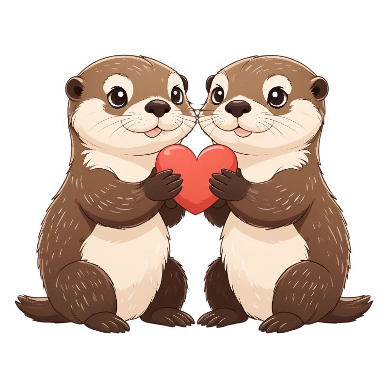 Otter-Duo mit Herz