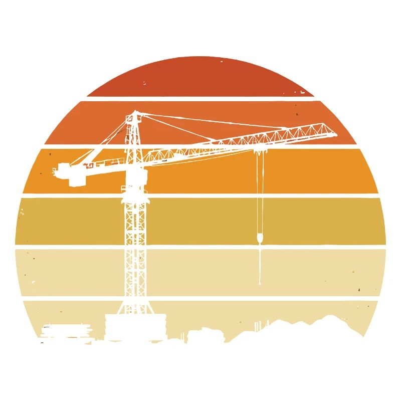 Opérateur de grue Rétro Design – Site de construction et Grue de construction