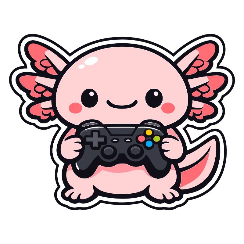 Kawaii axolotl with controller