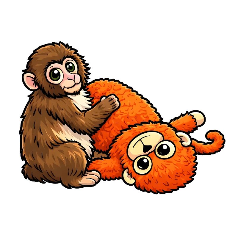 Cuddly Monkey & Plush Orange Monkey Punch Baby