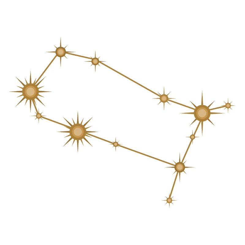 Constellation d’étoiles Gémeaux Signe de naissance Doré