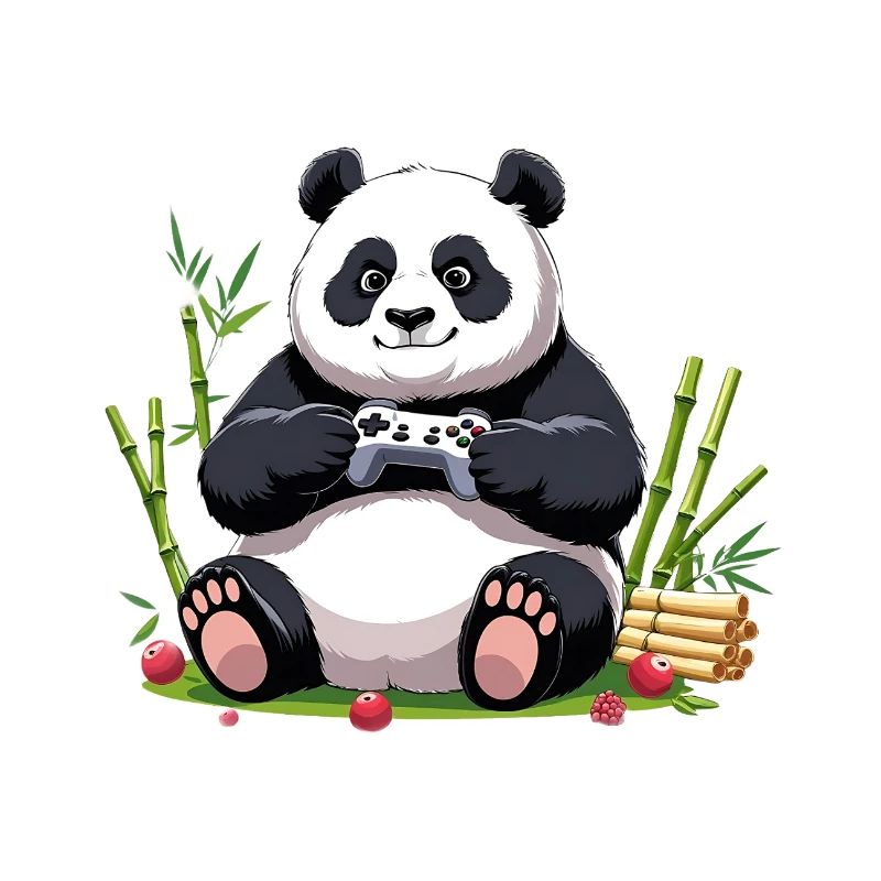 Cute Panda with Gaming Controller