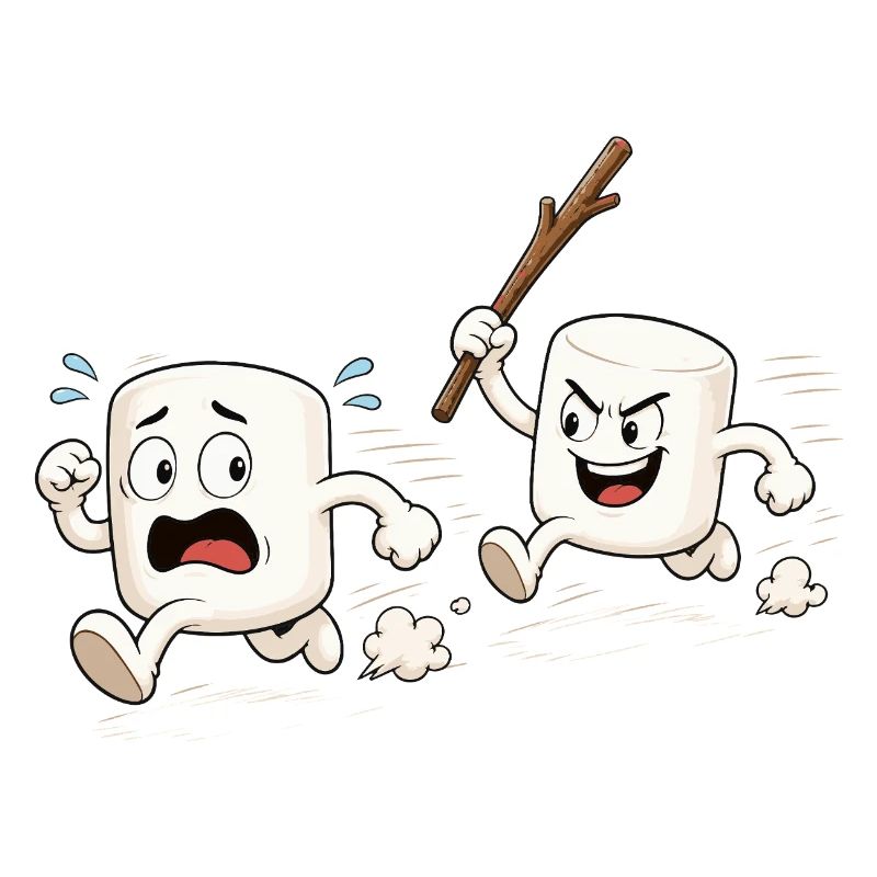 Funny Marshmallows on the Run Comic Motif