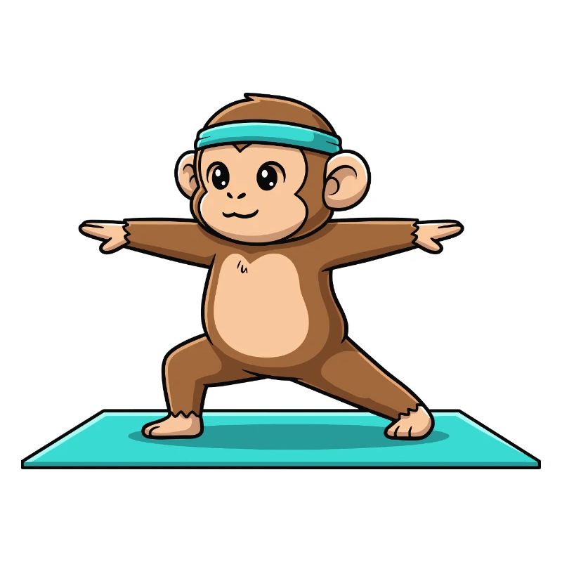 Yoga Monkey Ape Doing Warrior Pose