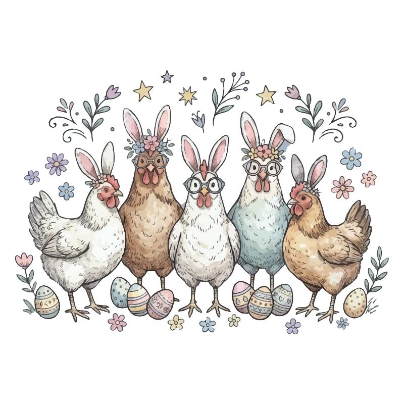 Easter bunny gang with eggs