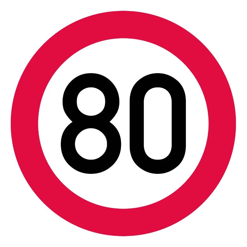 80 ans Attention ! Panneau de signalisation 80 km/h