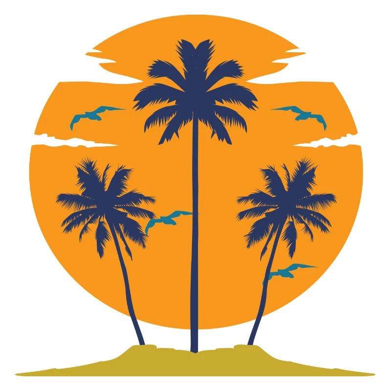 Sunset with palm trees silhouette