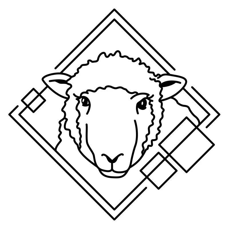 Moutons en forme géométrique - Conception d’art au trait