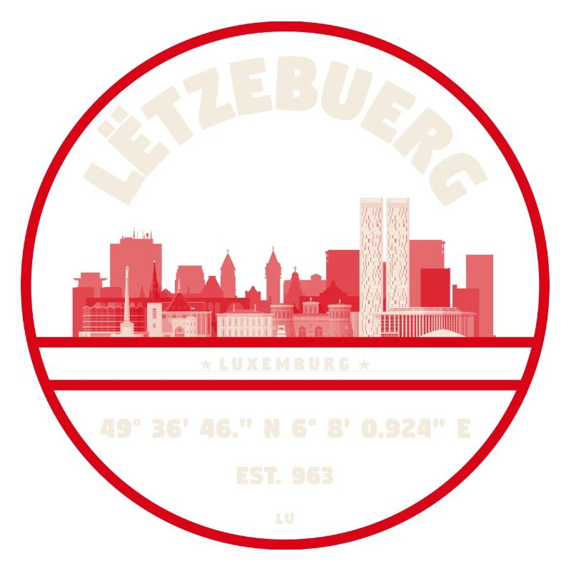 Luxembourg skyline emblem with coordinates