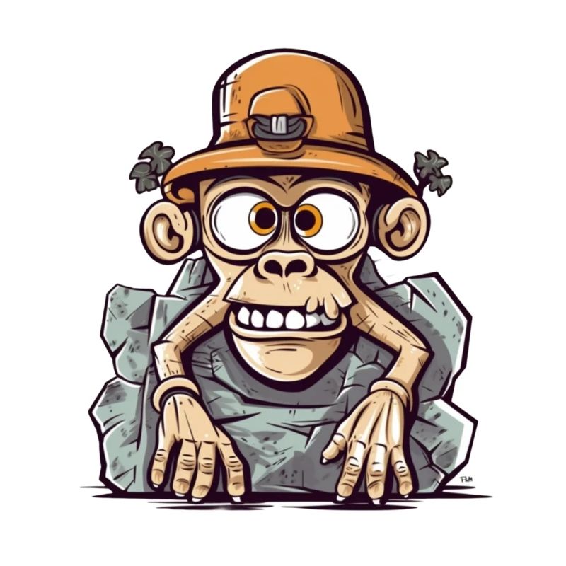 Adventurous monkey artwork with mountaineering hat