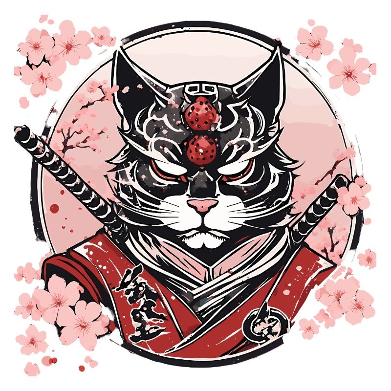 Dämonischer Kawaii Neko Samurai : Katzen-Samurai