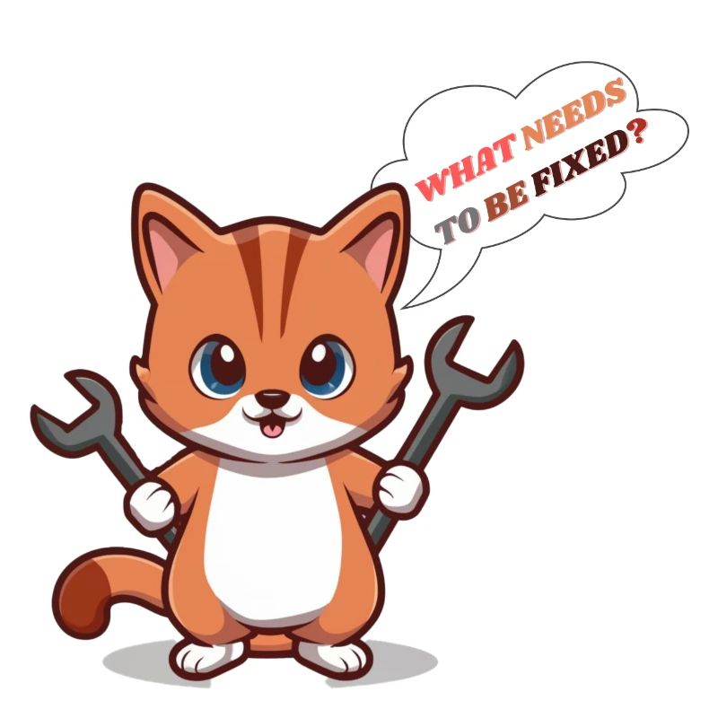Cute Kitten with Tools and Question