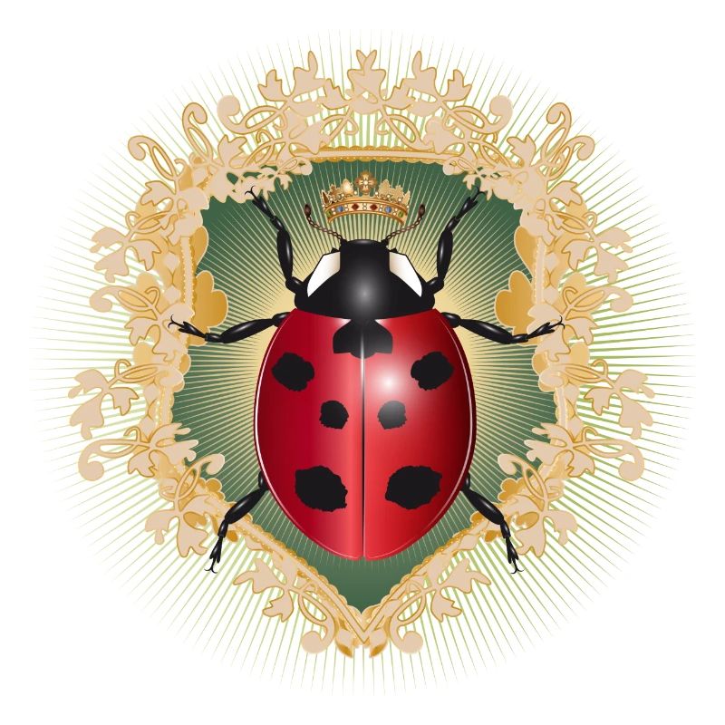 red glowing ladybug with crown in frame