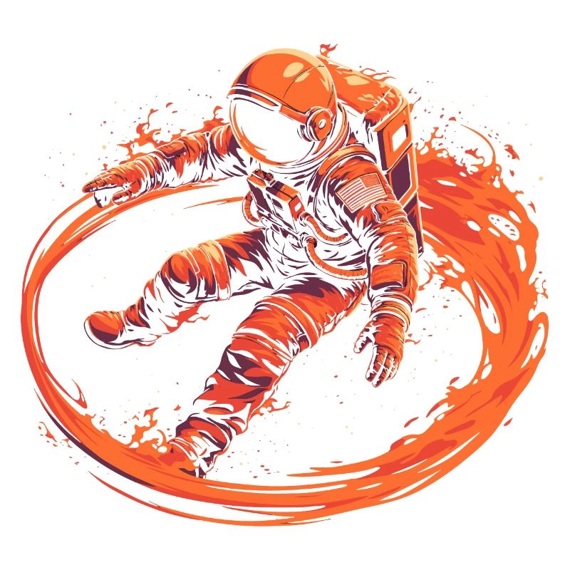 Astronaut surrounded by flames