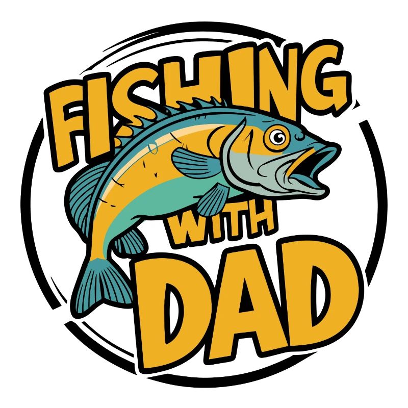 Pêche avec papa avec un design de poisson coloré
