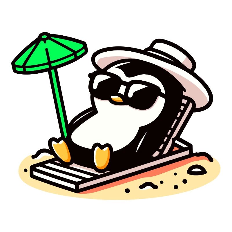 Sunbathing Penguin: Beach Day Chill