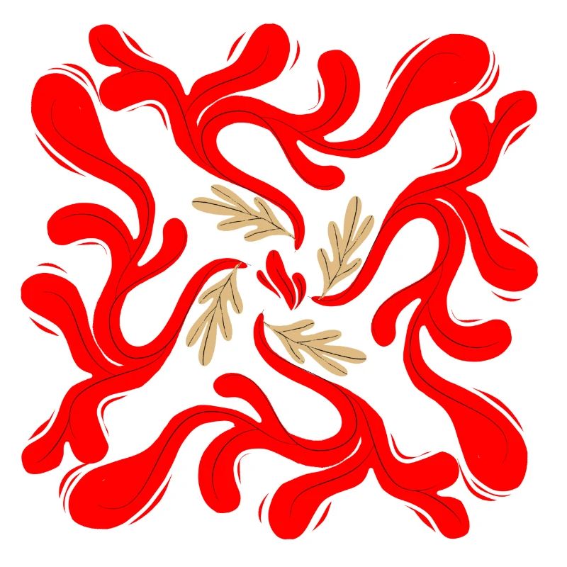 Red Floral Vines Pattern