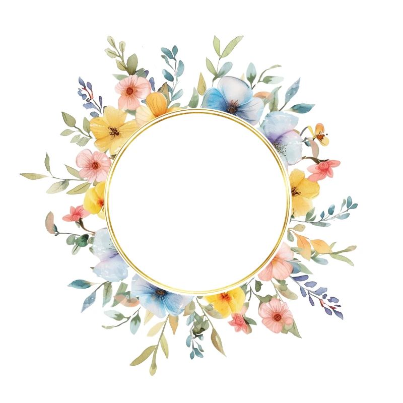 Floral circle, spring flowers, customizable