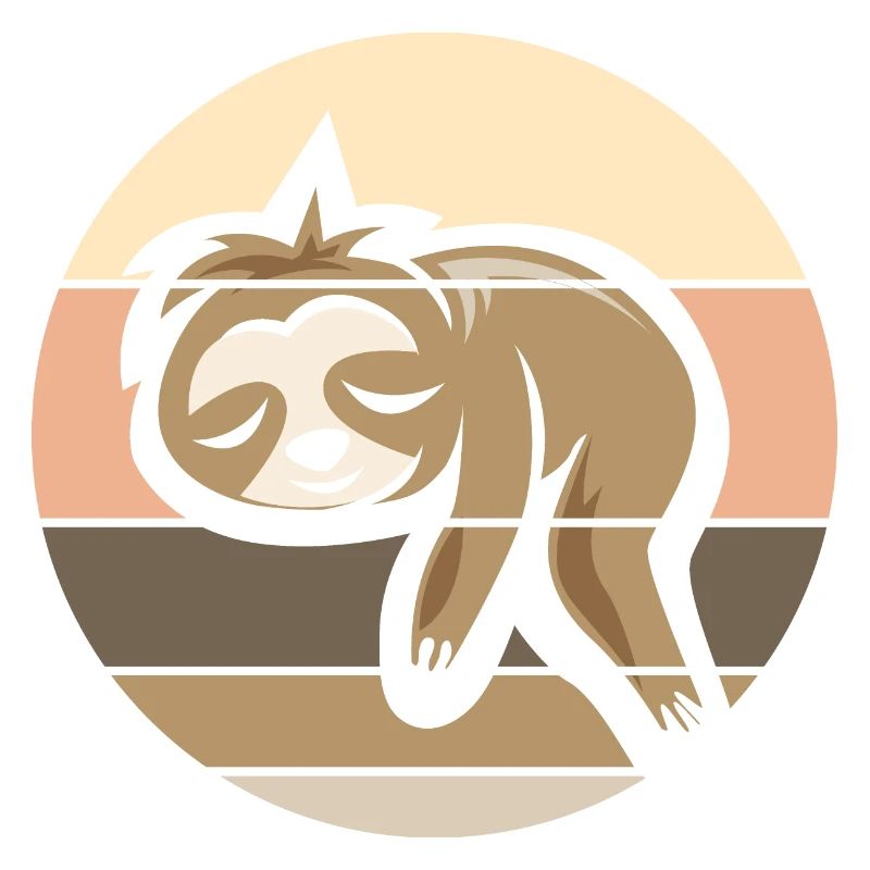 retro sloth comic icon sunset logo