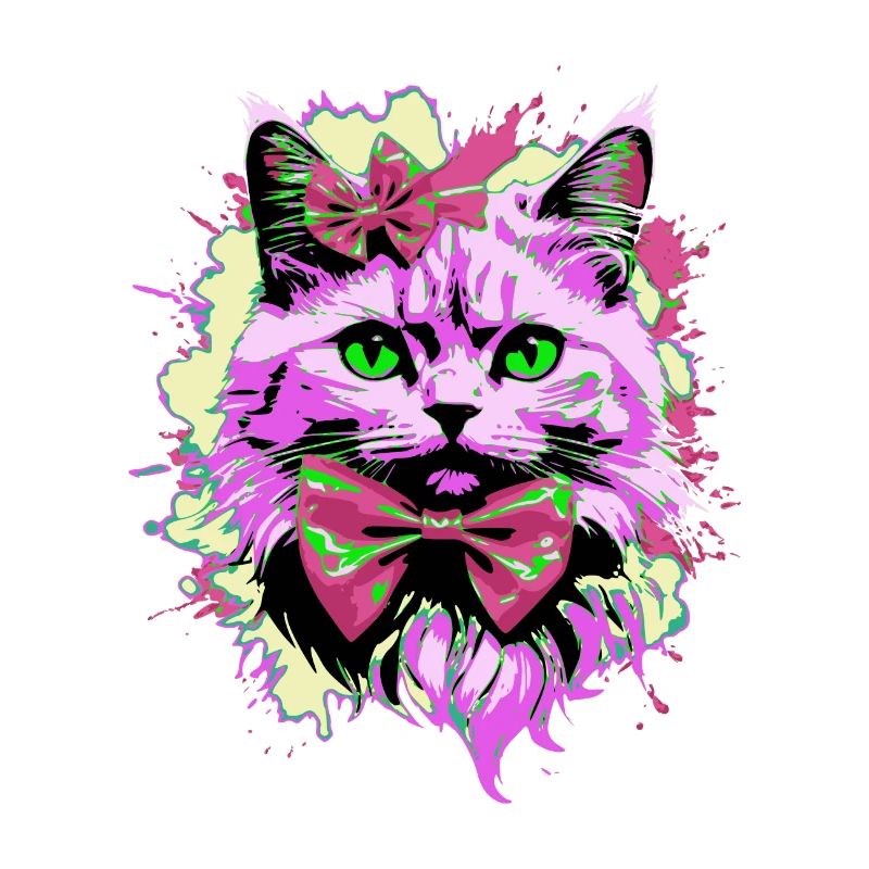 Neonkatze mit Fliege