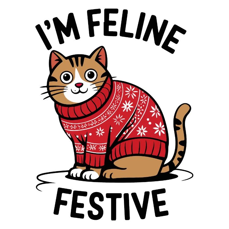 Festliche Katze mit Weihnachtspullover