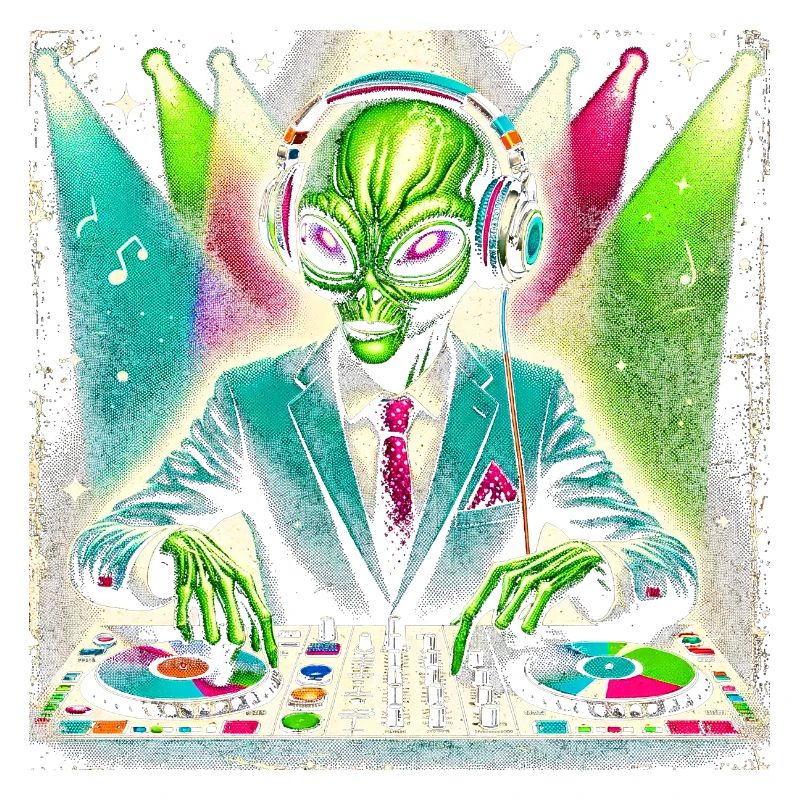 DJ extraterrestre élégant - Conception de vibrations de fête galactique