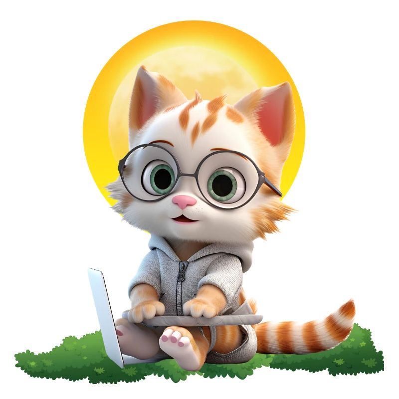Smart Cat Sun Coder: Kitten Laptop Art Print