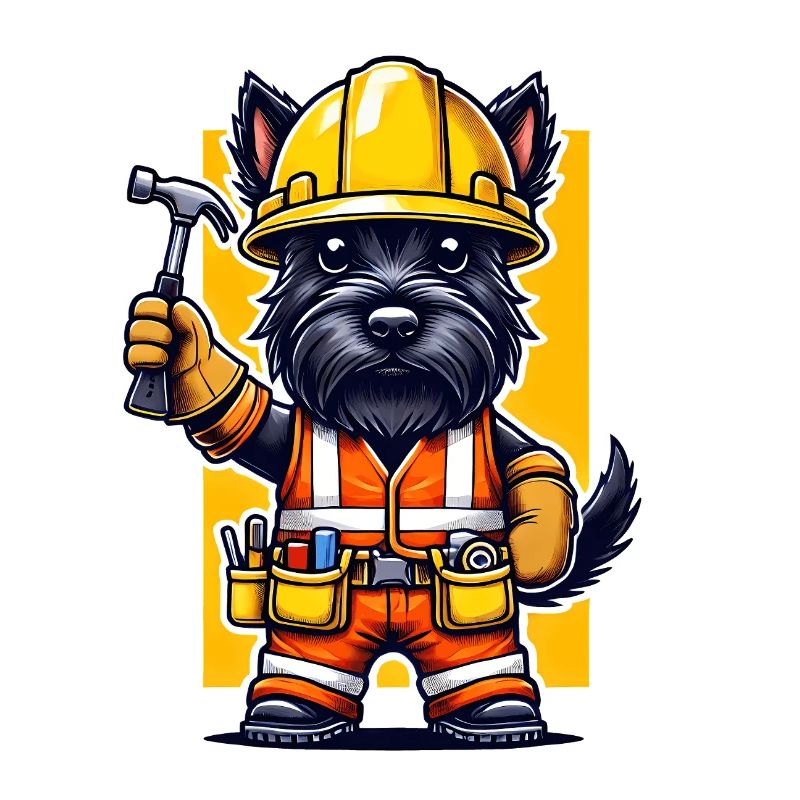Scottish Terrier Construction Worker